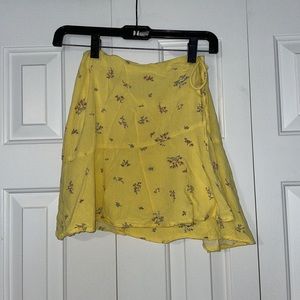 Nordstrom yellow floral wrap skirt
